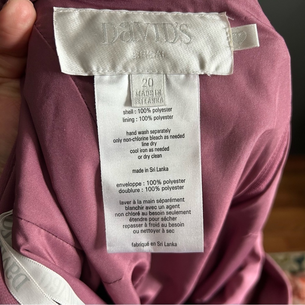 David's Bridal Mauve Flutter Sleeve Bridesmaid Dress - Picture 4 of 12